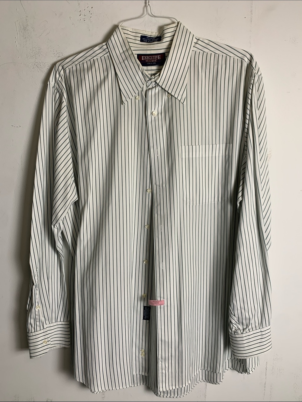 Jos. A. Bank White Dress Shirt with Black Pinstripes